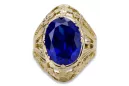 Sapphire 8 كارت من الذهب الأصفر خاتم حرف يدوية فينتاج vrc031x-sp Art Deco أسلوب مجوهرات فينتاج روسي سوفيتي من اتحاد الجمهوريات ا